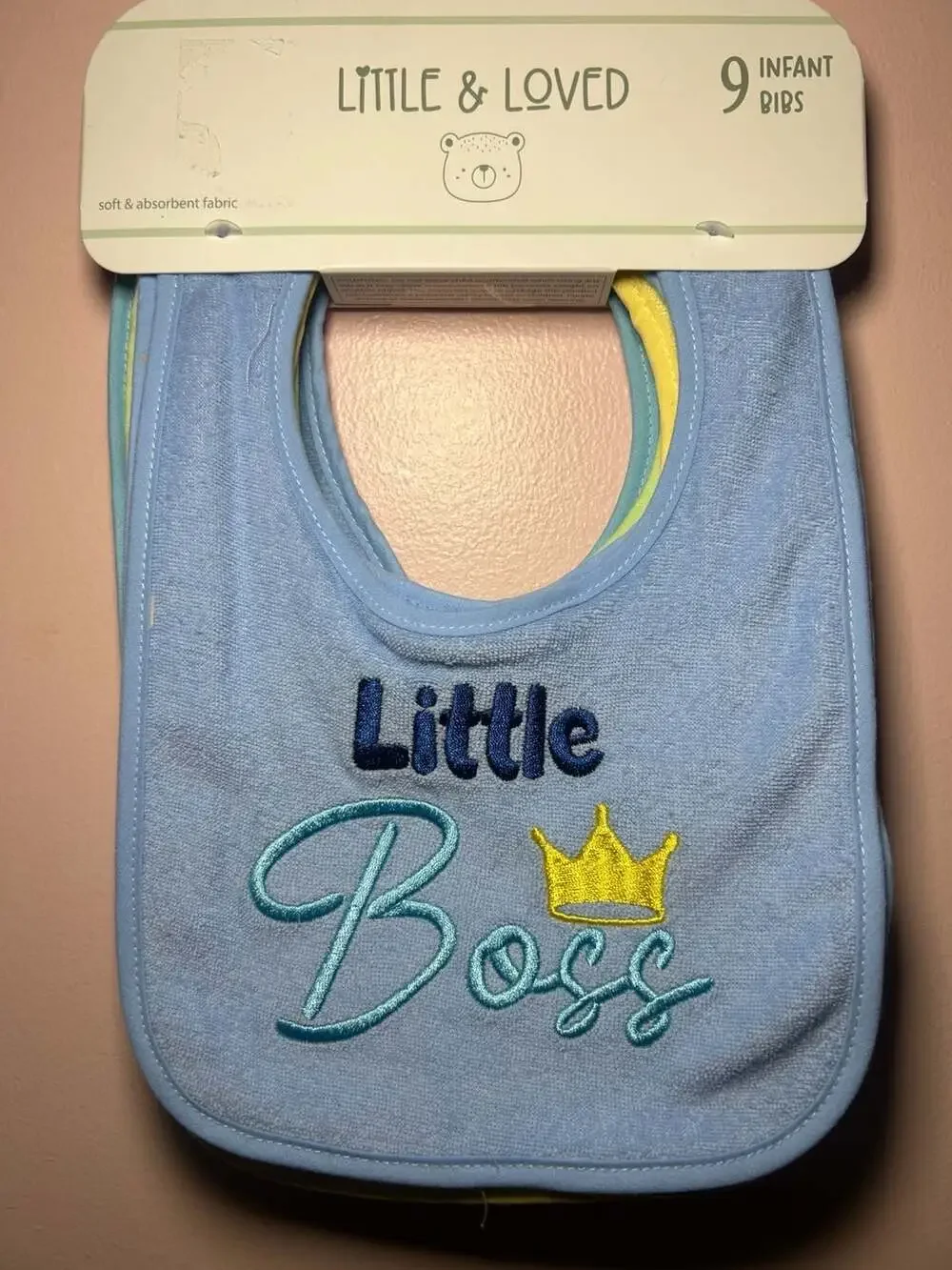 Little & Loved Infant Bibs 9-Pack Sayings & Graphics Baby Boy Terry Bibs